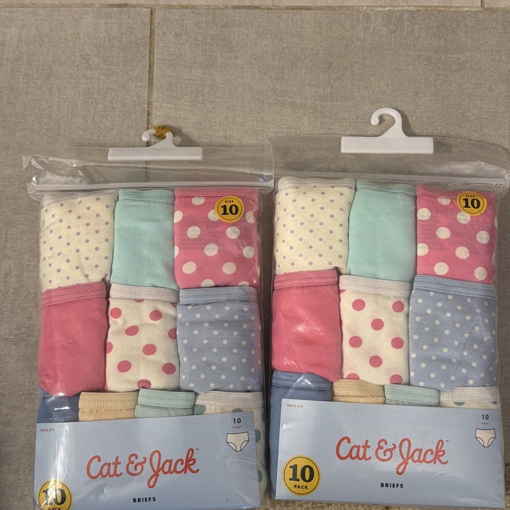Cat & Jack Girls Underwear Size 10 Briefs 100 Cotton 20 Pack Multi Color Dot